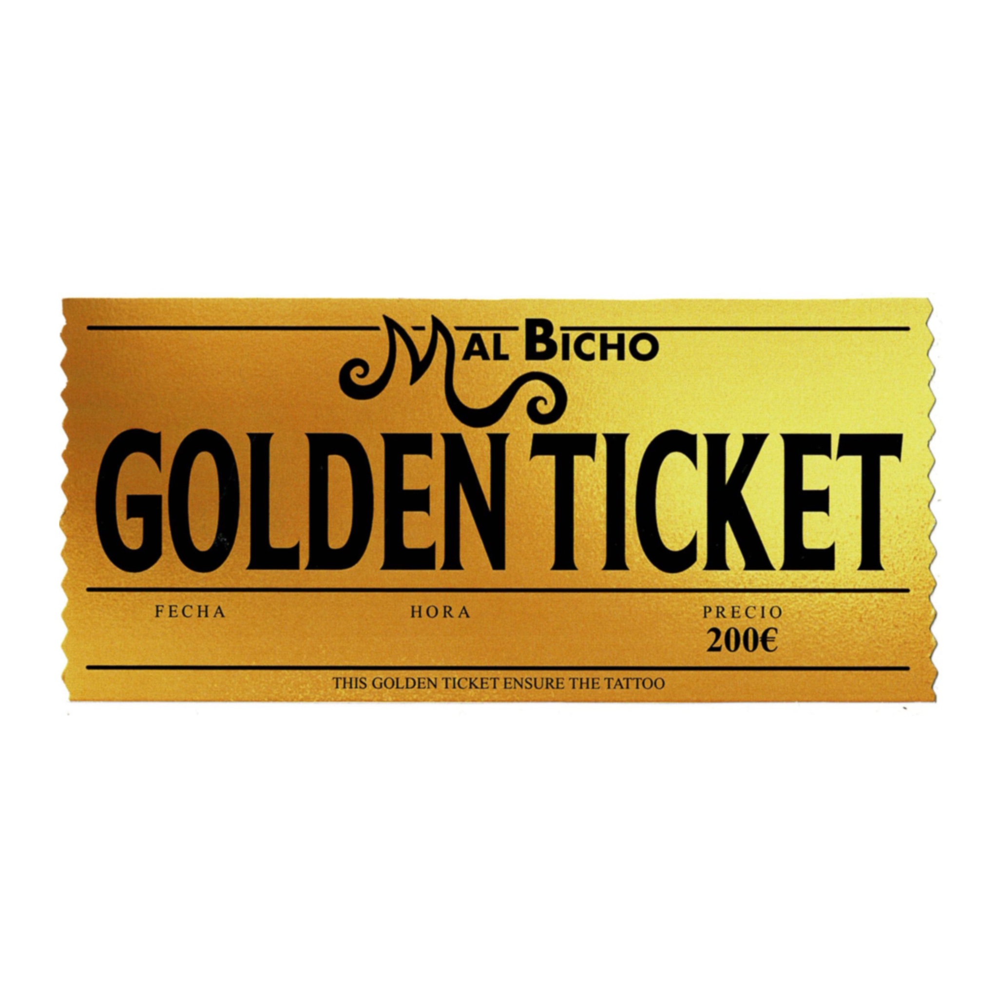 Tarjeta regalo Golden Ticket de 200€ - Mal Bicho Tatts