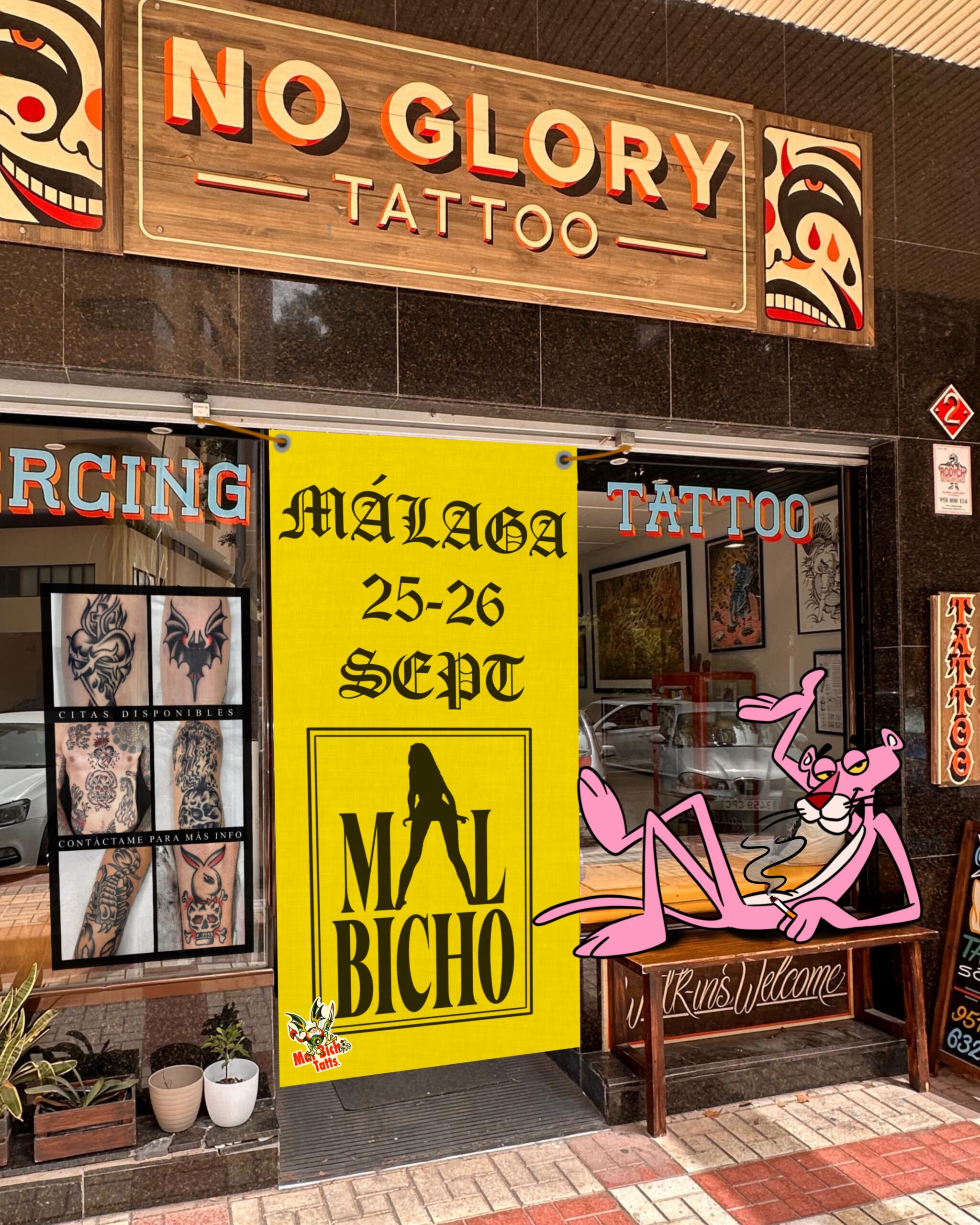Viaje Malaga Visita de Mal Bicho Tatts a No Glory Tattoo, Málaga