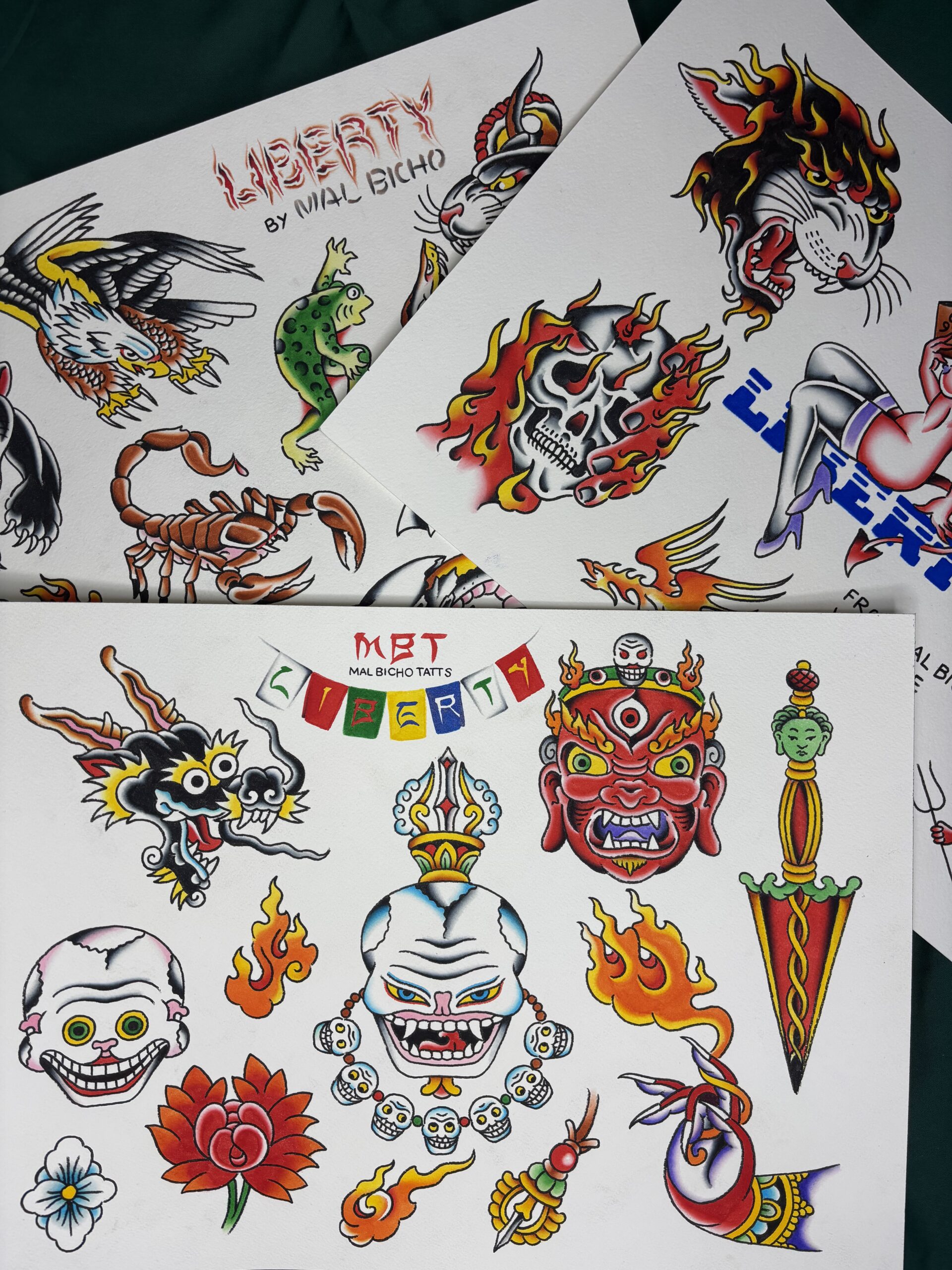 Set de láminas tatuaje aniversario Liberty Tattoo 30x40 Mal Bicho Tatts